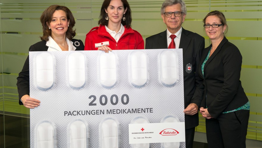 Takeda stellt der Medikamentenhilfe des Österreichischen Roten Kreuz (ÖRK) zum wiederholten Male Produkte gegen Erkältungen, Schmerzmittel und Magenschutz-Präparate in verschiedenen Darreichungsformen zur Verfügung.